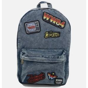 jean backpack with patches